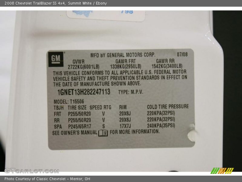 Summit White / Ebony 2008 Chevrolet TrailBlazer SS 4x4