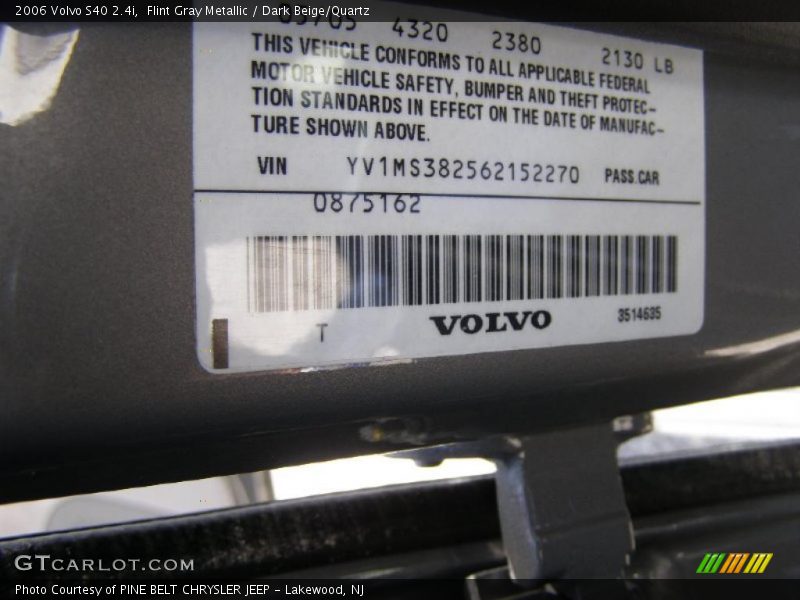 Flint Gray Metallic / Dark Beige/Quartz 2006 Volvo S40 2.4i