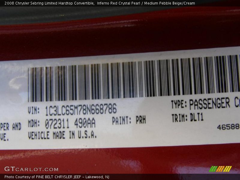 Inferno Red Crystal Pearl / Medium Pebble Beige/Cream 2008 Chrysler Sebring Limited Hardtop Convertible