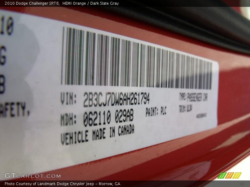 HEMI Orange / Dark Slate Gray 2010 Dodge Challenger SRT8