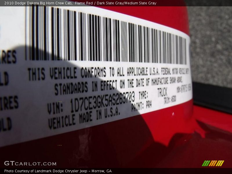 2010 Dakota Big Horn Crew Cab Flame Red Color Code PR4