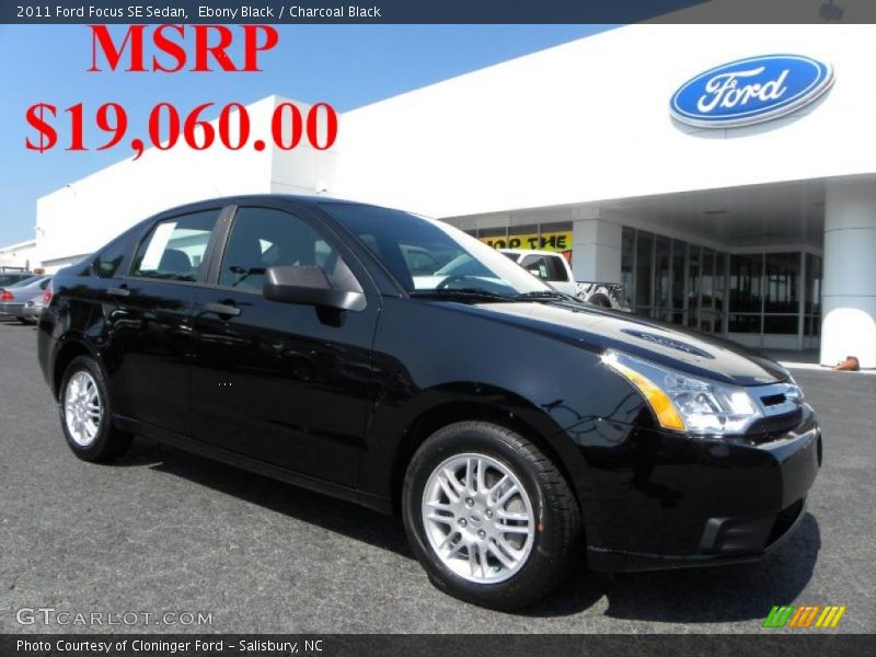 Ebony Black / Charcoal Black 2011 Ford Focus SE Sedan