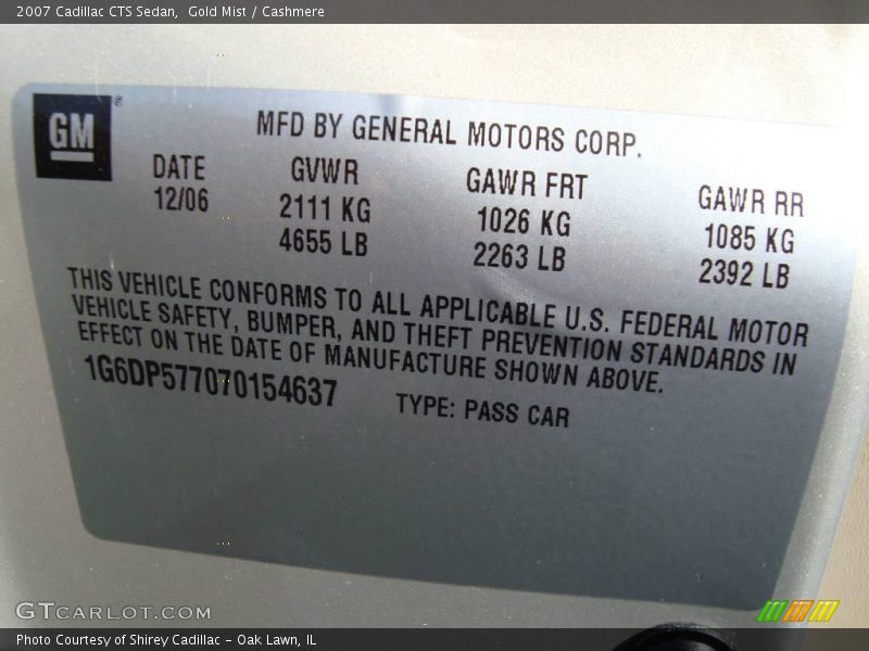 Gold Mist / Cashmere 2007 Cadillac CTS Sedan