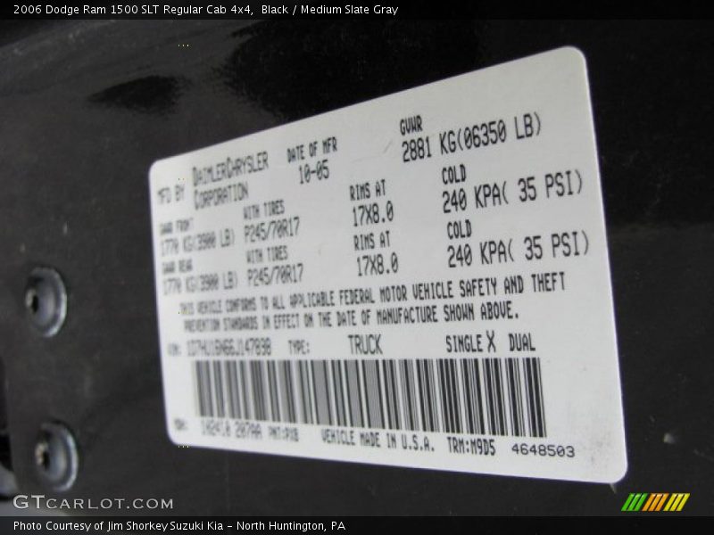 Black / Medium Slate Gray 2006 Dodge Ram 1500 SLT Regular Cab 4x4