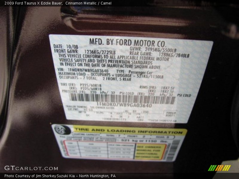 Cinnamon Metallic / Camel 2009 Ford Taurus X Eddie Bauer