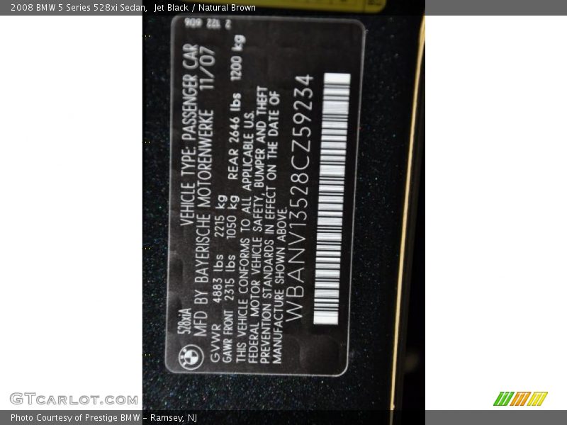 Jet Black / Natural Brown 2008 BMW 5 Series 528xi Sedan