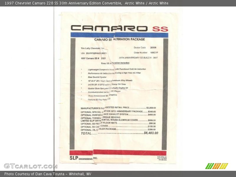 Arctic White / Arctic White 1997 Chevrolet Camaro Z28 SS 30th Anniversary Edition Convertible