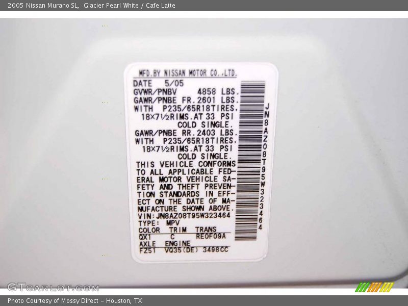 Glacier Pearl White / Cafe Latte 2005 Nissan Murano SL