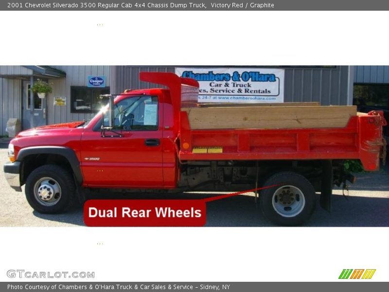 Victory Red / Graphite 2001 Chevrolet Silverado 3500 Regular Cab 4x4 Chassis Dump Truck