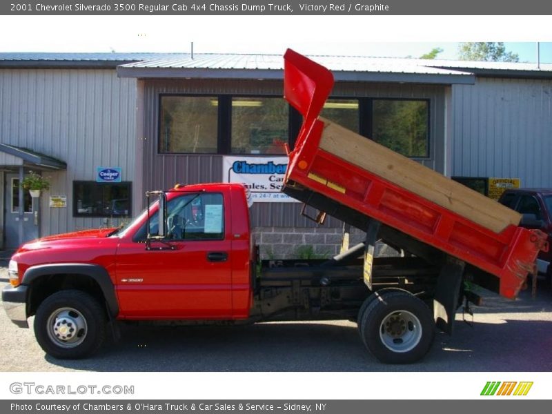 Victory Red / Graphite 2001 Chevrolet Silverado 3500 Regular Cab 4x4 Chassis Dump Truck