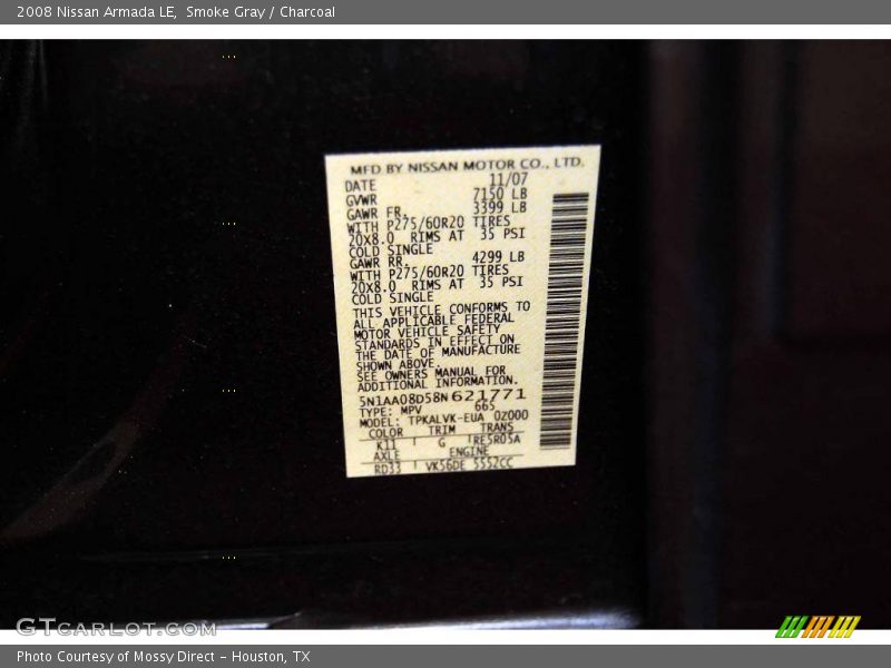 Smoke Gray / Charcoal 2008 Nissan Armada LE