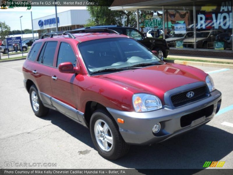 Merlot Red / Gray 2004 Hyundai Santa Fe GLS 4WD