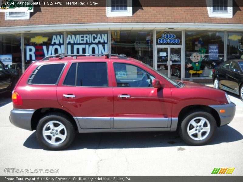 Merlot Red / Gray 2004 Hyundai Santa Fe GLS 4WD