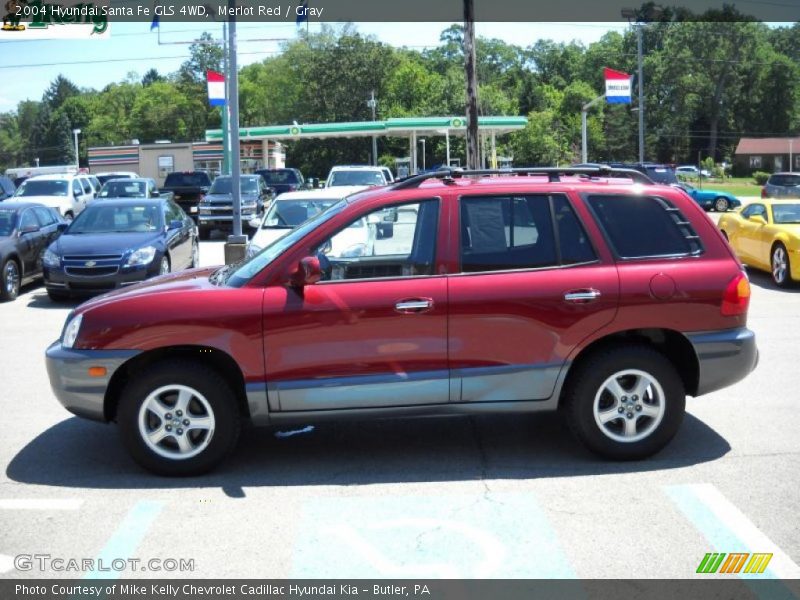 Merlot Red / Gray 2004 Hyundai Santa Fe GLS 4WD