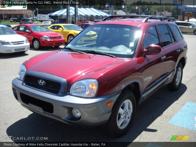 Merlot Red / Gray 2004 Hyundai Santa Fe GLS 4WD