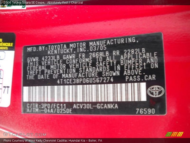 Absolutely Red / Charcoal 2006 Toyota Solara SE Coupe