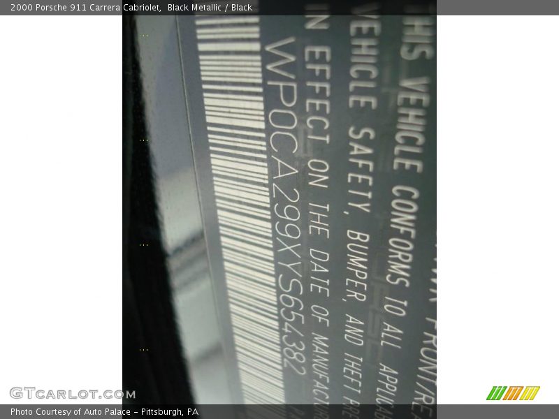 Black Metallic / Black 2000 Porsche 911 Carrera Cabriolet