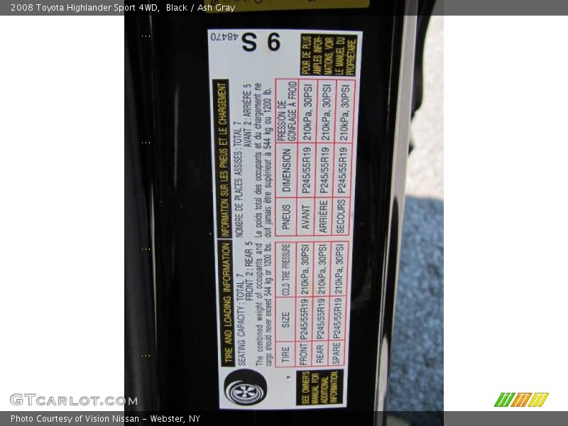 Black / Ash Gray 2008 Toyota Highlander Sport 4WD