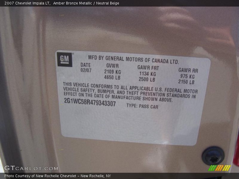 Amber Bronze Metallic / Neutral Beige 2007 Chevrolet Impala LT