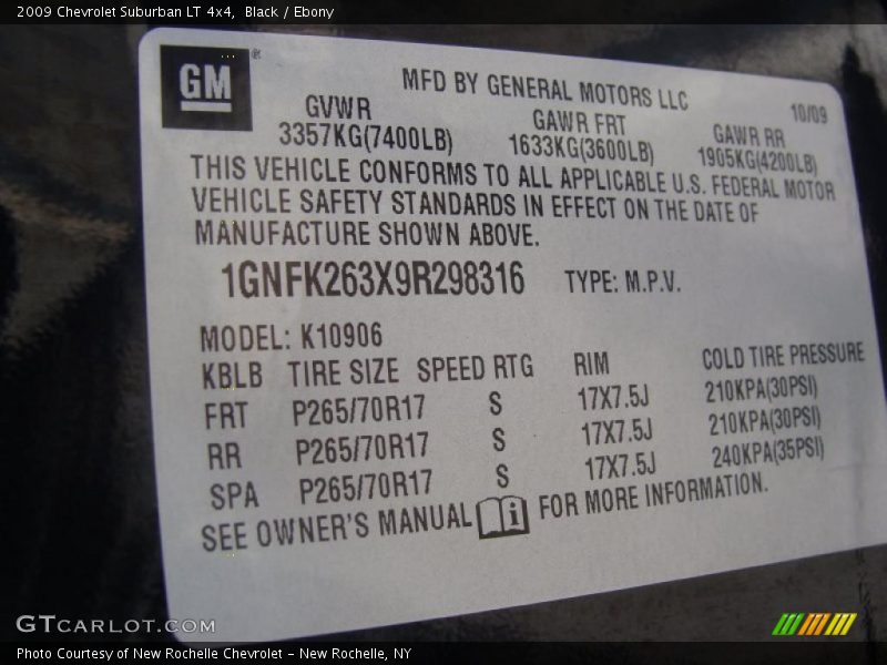 Black / Ebony 2009 Chevrolet Suburban LT 4x4