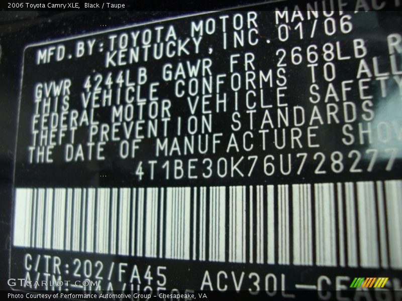 Black / Taupe 2006 Toyota Camry XLE