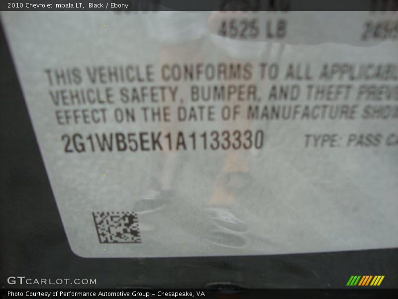 Black / Ebony 2010 Chevrolet Impala LT