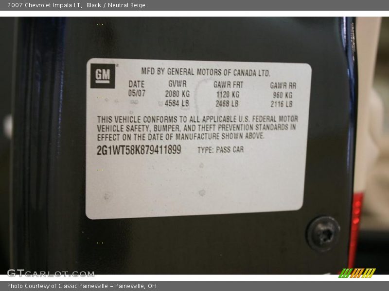 Black / Neutral Beige 2007 Chevrolet Impala LT