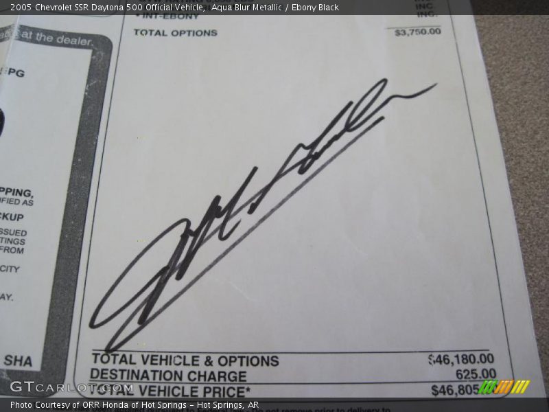 Aqua Blur Metallic / Ebony Black 2005 Chevrolet SSR Daytona 500 Official Vehicle