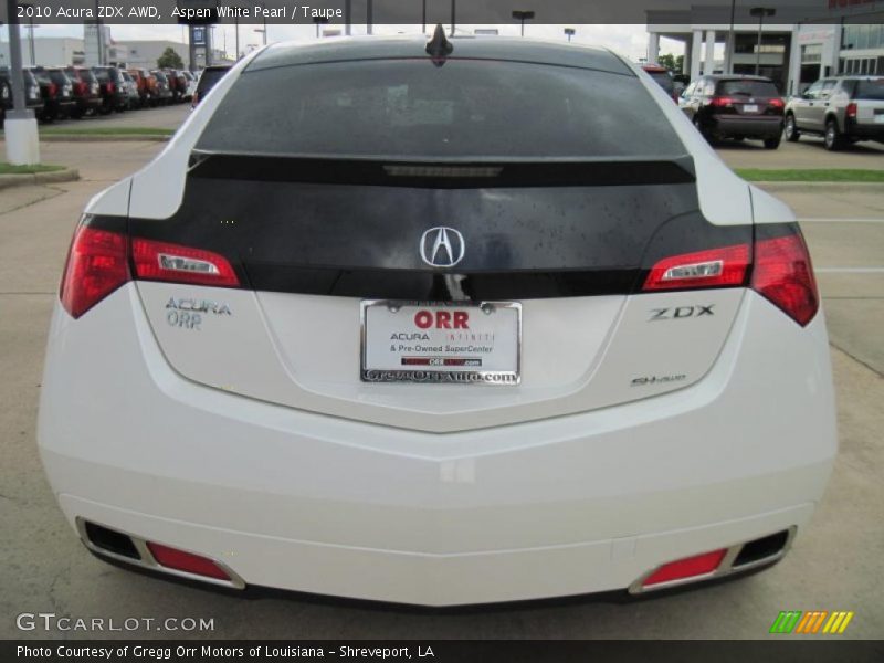 Aspen White Pearl / Taupe 2010 Acura ZDX AWD