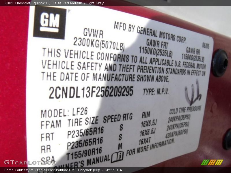 Salsa Red Metallic / Light Gray 2005 Chevrolet Equinox LS