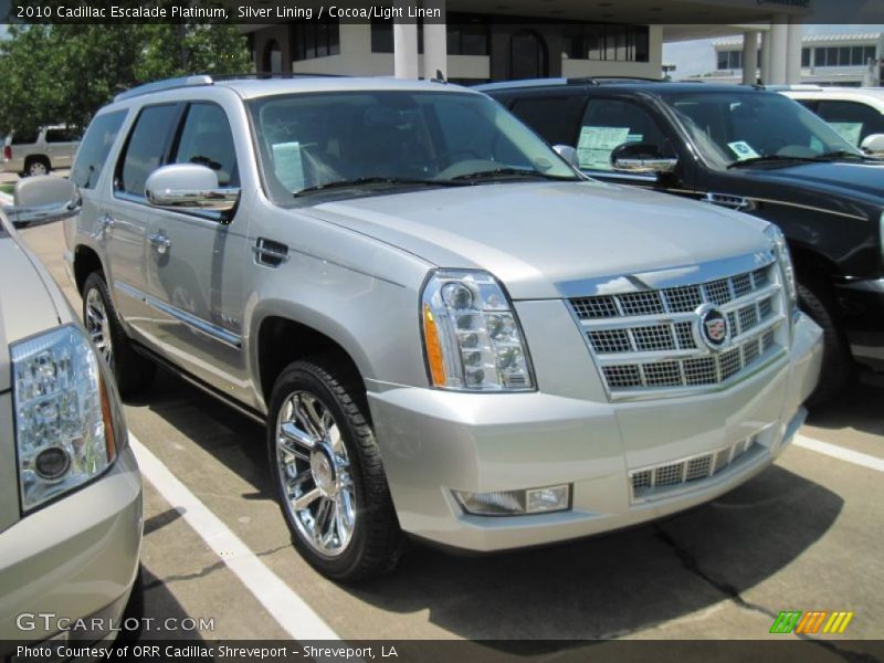 Silver Lining / Cocoa/Light Linen 2010 Cadillac Escalade Platinum