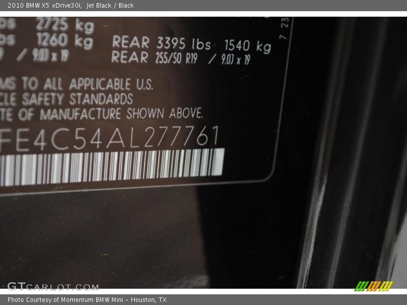 Jet Black / Black 2010 BMW X5 xDrive30i