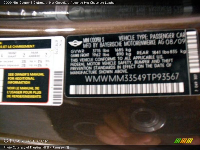 Hot Chocolate / Lounge Hot Chocolate Leather 2009 Mini Cooper S Clubman