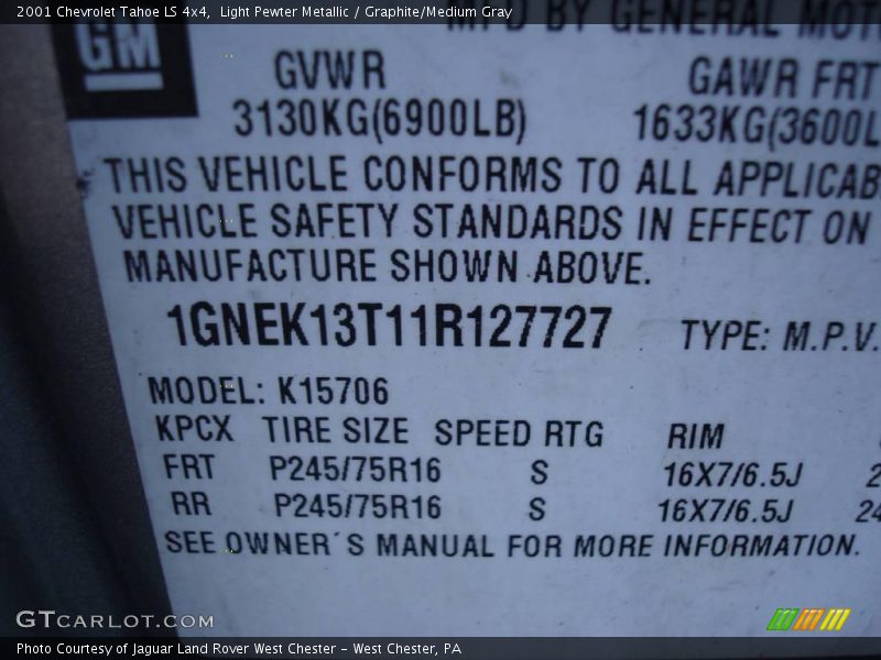 Light Pewter Metallic / Graphite/Medium Gray 2001 Chevrolet Tahoe LS 4x4