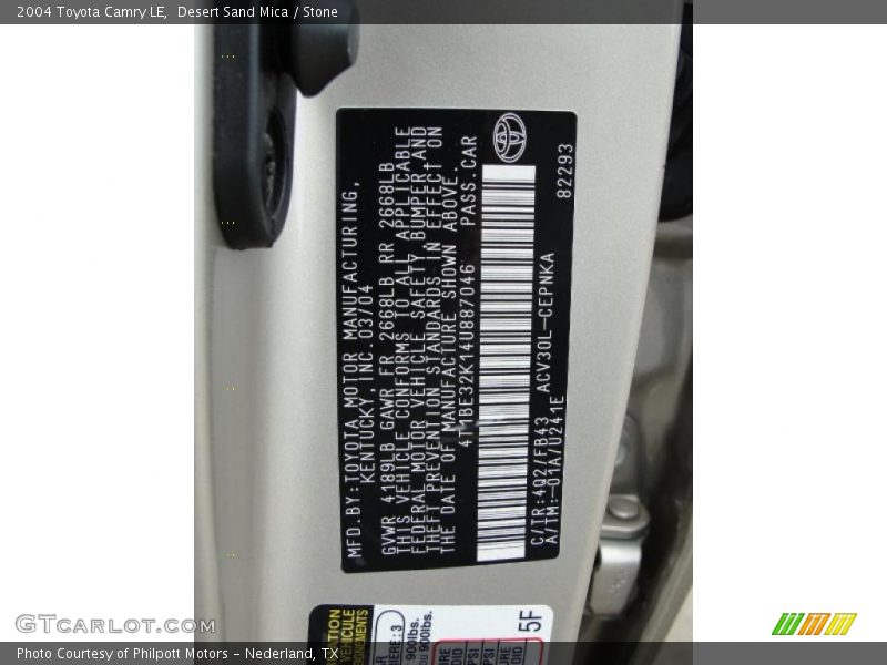Desert Sand Mica / Stone 2004 Toyota Camry LE