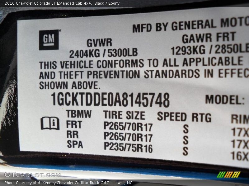 Black / Ebony 2010 Chevrolet Colorado LT Extended Cab 4x4