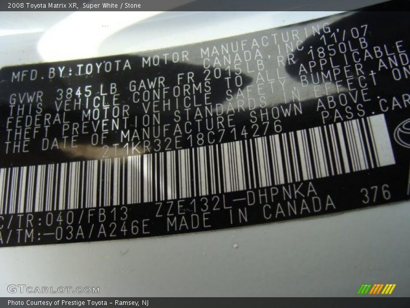 Super White / Stone 2008 Toyota Matrix XR