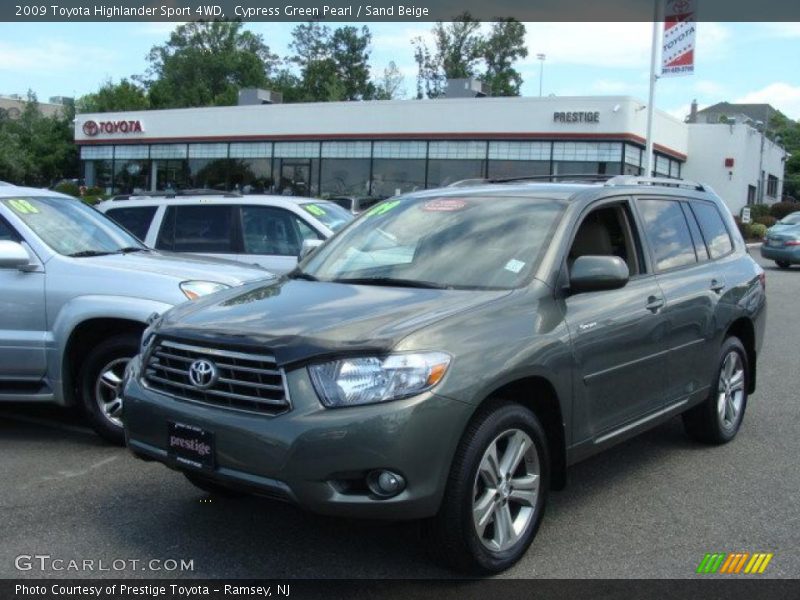 Cypress Green Pearl / Sand Beige 2009 Toyota Highlander Sport 4WD