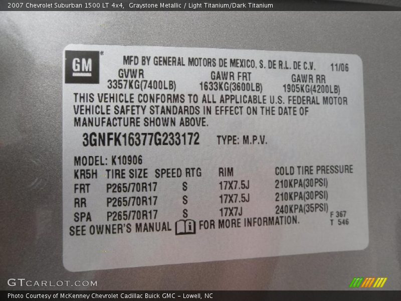 Graystone Metallic / Light Titanium/Dark Titanium 2007 Chevrolet Suburban 1500 LT 4x4