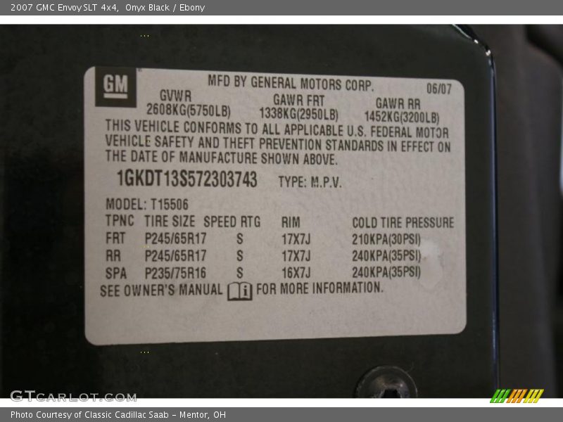 Onyx Black / Ebony 2007 GMC Envoy SLT 4x4