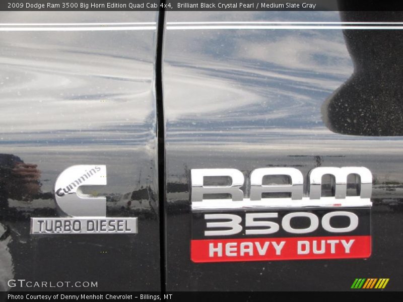 Brilliant Black Crystal Pearl / Medium Slate Gray 2009 Dodge Ram 3500 Big Horn Edition Quad Cab 4x4
