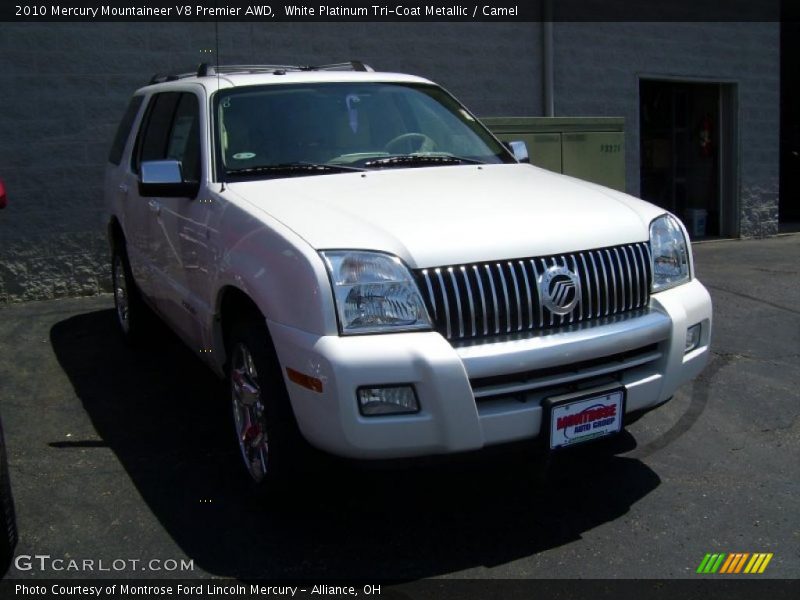 White Platinum Tri-Coat Metallic / Camel 2010 Mercury Mountaineer V8 Premier AWD