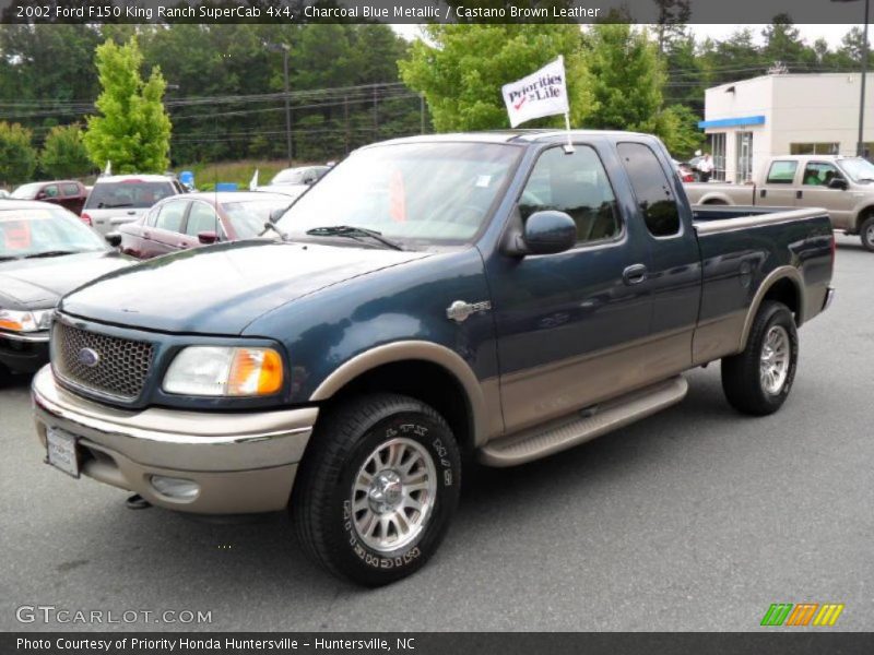 Charcoal Blue Metallic / Castano Brown Leather 2002 Ford F150 King Ranch SuperCab 4x4