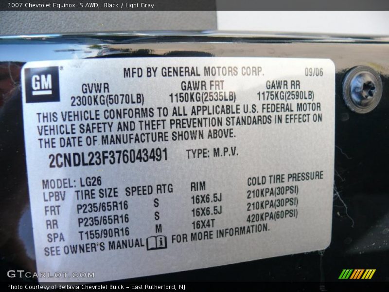 Black / Light Gray 2007 Chevrolet Equinox LS AWD
