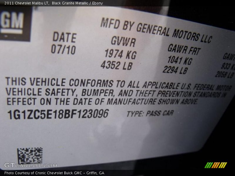 Black Granite Metallic / Ebony 2011 Chevrolet Malibu LT