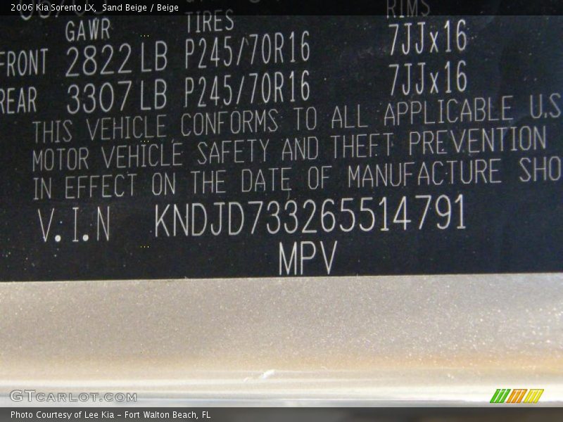 Sand Beige / Beige 2006 Kia Sorento LX