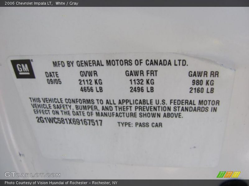 White / Gray 2006 Chevrolet Impala LT