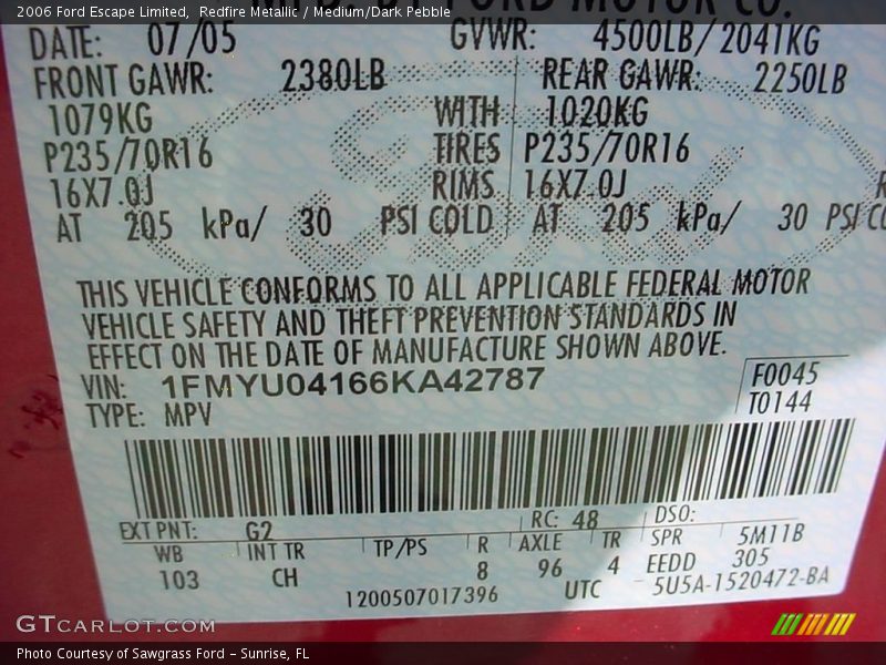 Redfire Metallic / Medium/Dark Pebble 2006 Ford Escape Limited