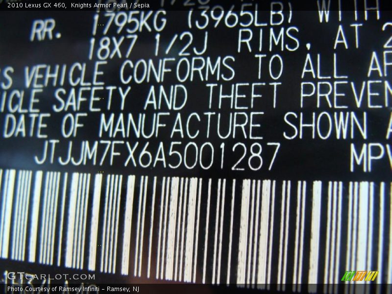 Knights Armor Pearl / Sepia 2010 Lexus GX 460