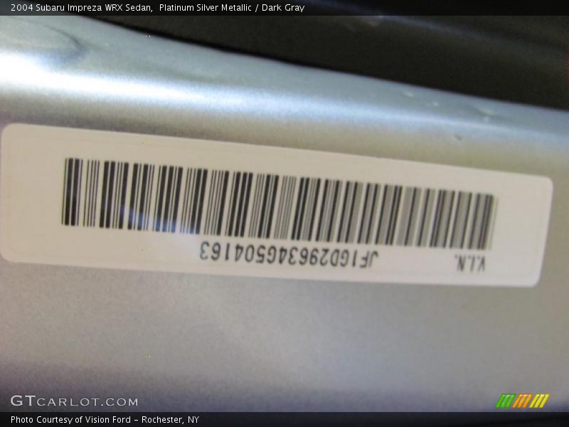Platinum Silver Metallic / Dark Gray 2004 Subaru Impreza WRX Sedan